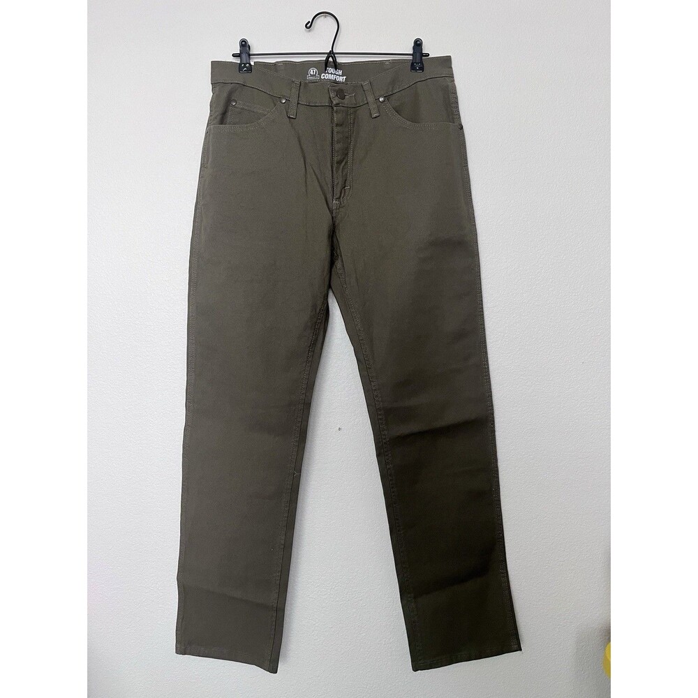 NEW Wrangler Men’s Regular Fit Canvas Straight Leg Pants Green 33W